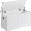 VASAGLE Storage Chest, Storage Trunk with 2 Safety Hinges, Storage Bench, Shoe Bench, Barn Style, 15.7 x 31.5 x 18.1 Inches, for Entryway, Bedroom, Living Room, White ULSB062T14