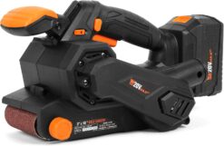 WEN Cordless Belt Sander, Variable Speed, Handheld and Portable with 20V Max 4.0Ah Battery and Charger (20418)