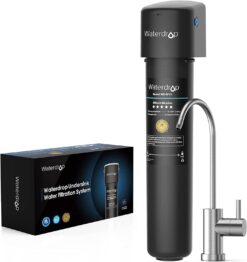 Waterdrop 15UB Under Sink Water Filter System, Reduces PFAS, PFOA/PFOS, Lead, Chlorine, Odor, Under Counter Water Filter with Dedicated Brushed Nickel Faucet, NSF/ANSI 42 Certified, 16K Gallons