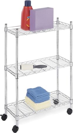 Whitmor Supreme Laundry Cart and Versatile Storage Solution - Chrome