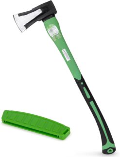 WilFiks Splitting Axe, 26” Camping Hatchet for Chopping and Kindling Wood and Branches, Forged Carbon Steel Hand Maul Tool for Gardening, Fiberglass Shock Reduction Handle with Anti-Slip Grip