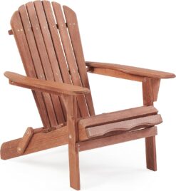 SoliWood Wooden Folding Adirondack Chair, Half Pre-Assembled Wood Patio Lounge Chair for Outdoor Garden Backyard Porch Pool Deck Firepit