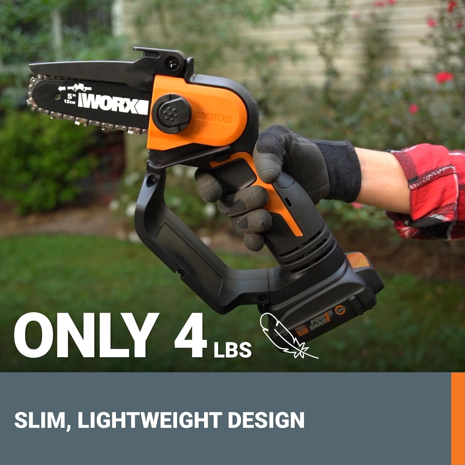 WORX 20V Cordless 12cm One Handed Pruning Chainsaw w/ POWERSHARE