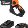 Worx 20V 5" Mini Chainsaw Cordless 3.9 lbs., Electric Chainsaw 22 ft/s Chain Speed, Power Share Battery Chainsaw, Purning Saw with Upper Safety Guard & Hand Guard WG324 – Battery & Charger Included