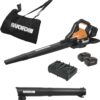 Worx 40V Leaf Blower Cordless with Battery & Charger, 3-in-1 Blower for Lawn with Vacuum and Mulcher, Cordless Leaf Blower with Brushless Motor, 2-Speed Control WG583 – 2 Batteries & Charger Included