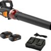 Worx 40V Turbine Leaf Blower Cordless with Battery and Charger, Brushless Motor Blowers for Lawn Care, Compact and Lightweight Cordless Leaf Blower WG584 – 2 Batteries & Charger Included