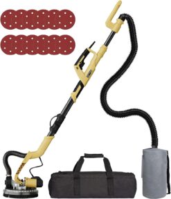 YATTICH Drywall Sander, Electric Motor Sander, 7 Variable Speed, 1000-1850RPM With LED Light, Extendable Handle, 12 Sanding Discs, with Automatic Dust Removal System and Carrying Bag