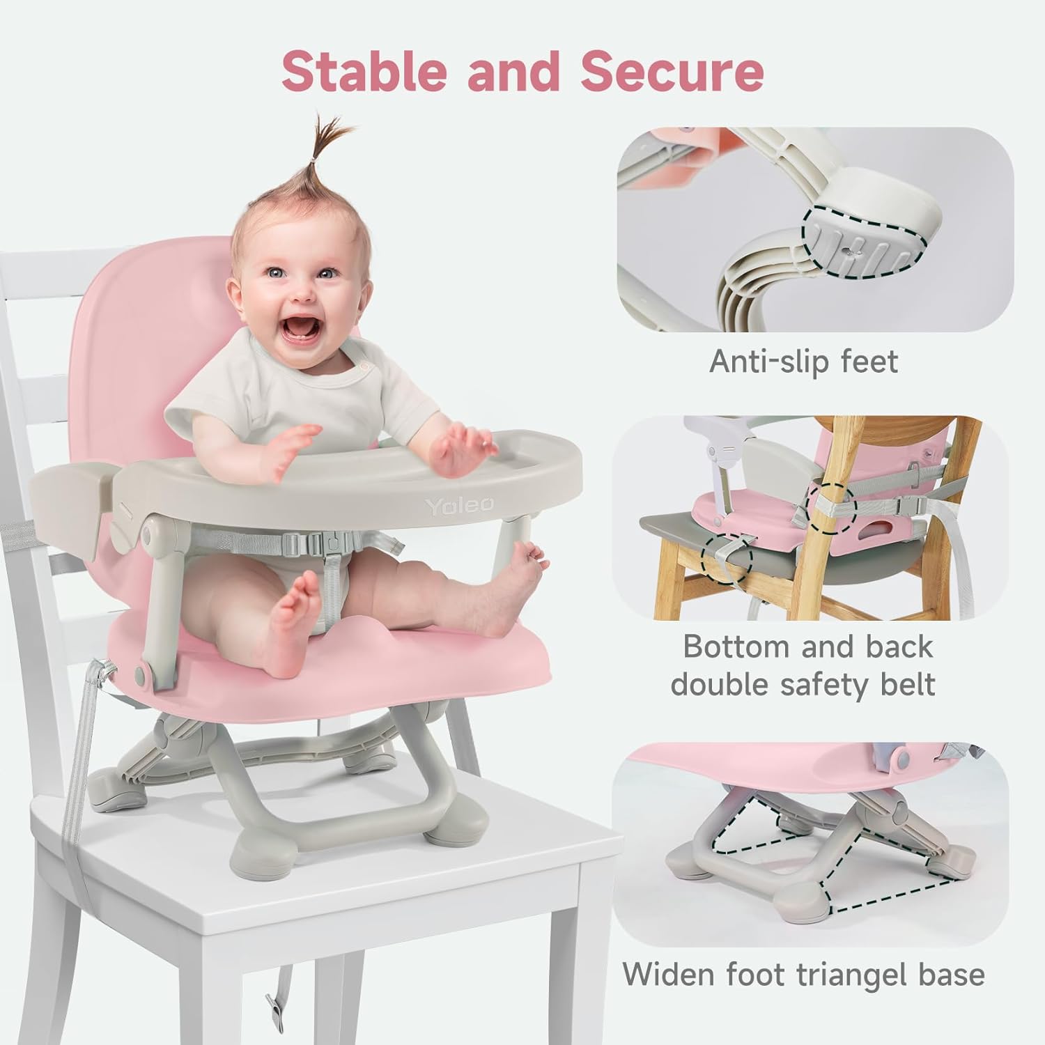 Toddler Booster Seat for Dining Table, 3 Point Harness Booster Seat for  Table with Back, Kid/Child/Baby Booster Seat for Dining Table with  Adjustable