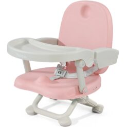 YOLEO High Chairs for Babies and Toddlers, Booster Seat for Dining Table with 4 Level Height Adjustable, Travel High Chair Folding Booster Seat - Pink (No Cushion)