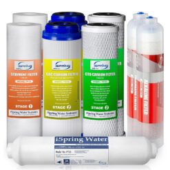 iSpring F9K 1-Year Reverse Osmosis Water Filter Replacement Cartridge Pack Set for 6-Stage Alkaline Mineral RO Filtration Systems, Without Membrane, White
