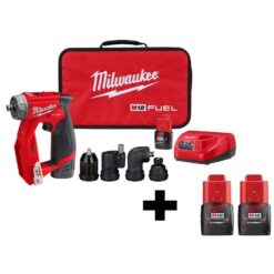 Milwaukee 2505-22-48-11-2411 M12 FUEL 12-Volt Lithium-Ion Brushless Cordless 4-in-1 Installation 3/8 in. Drill Driver Kit W/ Free Batteries (2-Pack)
