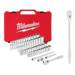Milwaukee 48-22-9004-48-22-9005 1/4 in. Drive SAE/Metric Ratchet and Socket Mechanics Tool Set with 1/4 in. Drive 9 in. Extended Ratchet (51-Piece)