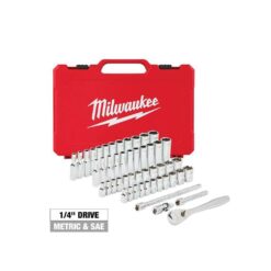 Milwaukee 48-22-9004 1/4 in. Drive SAE/Metric Ratchet and Socket Mechanics Tool Set (50-Piece)