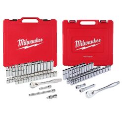 Milwaukee 48-22-9008-48-22-9010 3/8 in. and 1/2 in. Drive SAE/Metric Ratchet and Socket Mechanics Tool Set (103-Piece)
