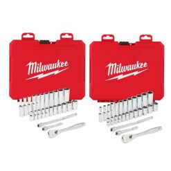 Milwaukee 48-22-9404-48-22-9504 1/4 in. Drive SAE/Metric Ratchet and Socket Mechanics Tool Set (54-Piece)