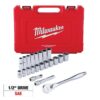 Milwaukee 48-22-9410 1/2 in. Drive SAE Ratchet and Socket Mechanics Tool Set (22-Piece)