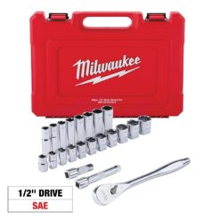 Milwaukee 48-22-9410 1/2 in. Drive SAE Ratchet and Socket Mechanics Tool Set (22-Piece)