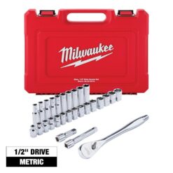 Milwaukee 48-22-9510 1/2 in. Drive Metric Ratchet and Socket Mechanics Tool Set (28-Piece)