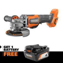 RIDGID R86047B-AC87004 18V Brushless Cordless 4-1/2 in. Angle Grinder with 4.0 Ah Lithium-Ion Battery
