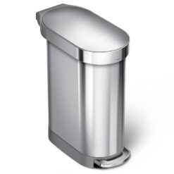 simplehuman 45 Liter / 12 Gallon Slim Hands-Free Kitchen Step Trash Can, Brushed Stainless Steel