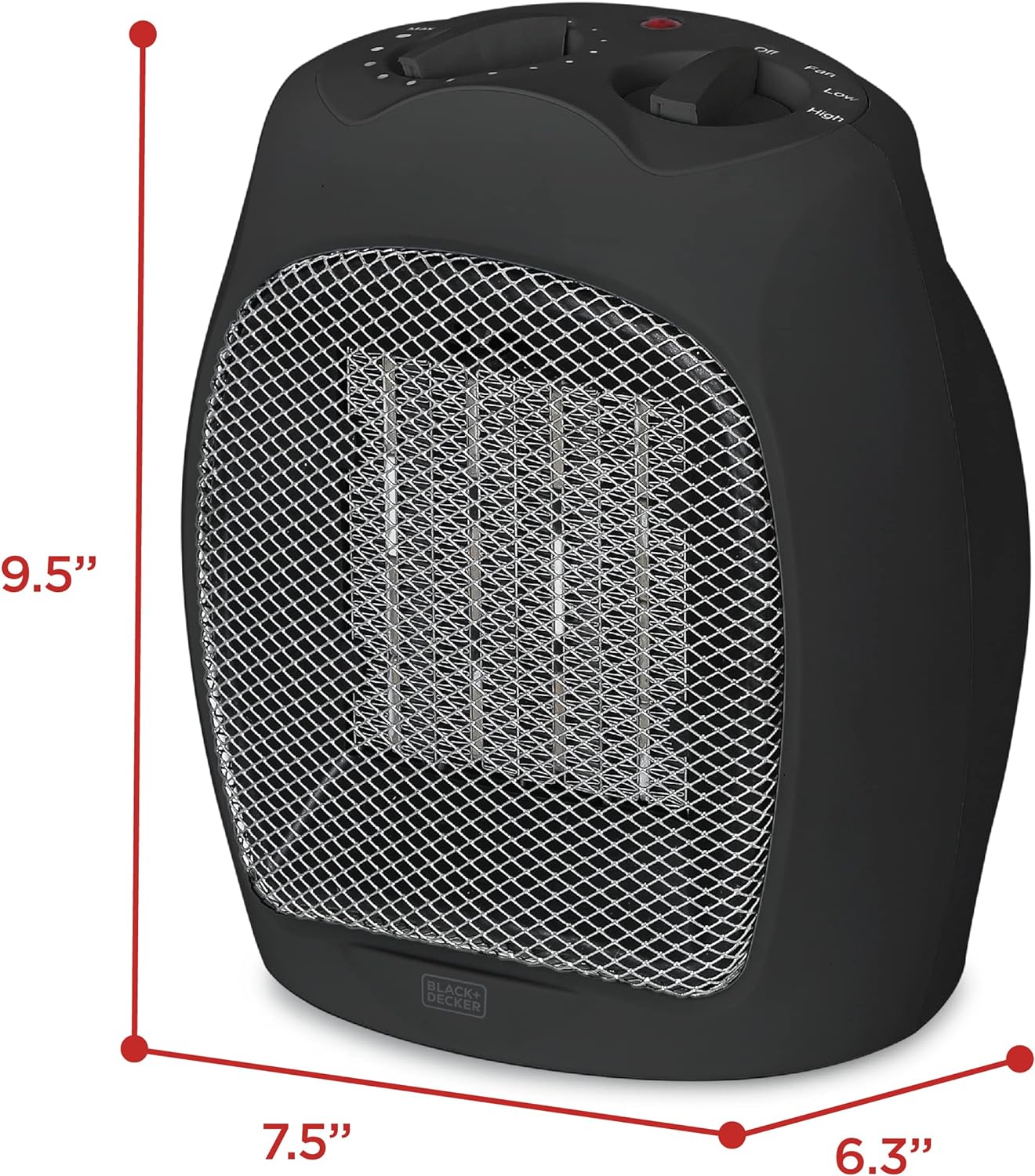 Black+Decker Personal Ceramic Heater *2 Heat Settings Adjustable Thermostat