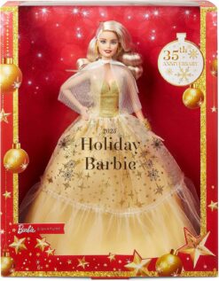 Barbie 2023 Holiday Barbie Doll, Seasonal Collector Gift, Barbie Signature, Golden Gown and Displayable Packaging, Blonde Hair