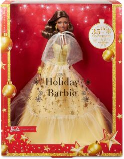 Barbie 2023 Holiday Barbie Doll, Seasonal Collector Gift, Barbie Signature, Golden Gown and Displayable Packaging, Dark Brown Hair
