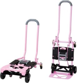 COSCO Shifter Multi-Position Folding Hand Truck and Cart, Pink