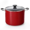 Cook N Home Nonstick Stockpot with Lid 10.5-QT, Professional Deep Cooking Pot Canning Cookware Stock Pot with Glass Lid, Marble Red