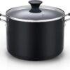 Cook N Home Nonstick Stockpot with Lid 8-QT, Professional Deep Cooking Pot Canning Cookware Stock Pot with Glass Lid, Black