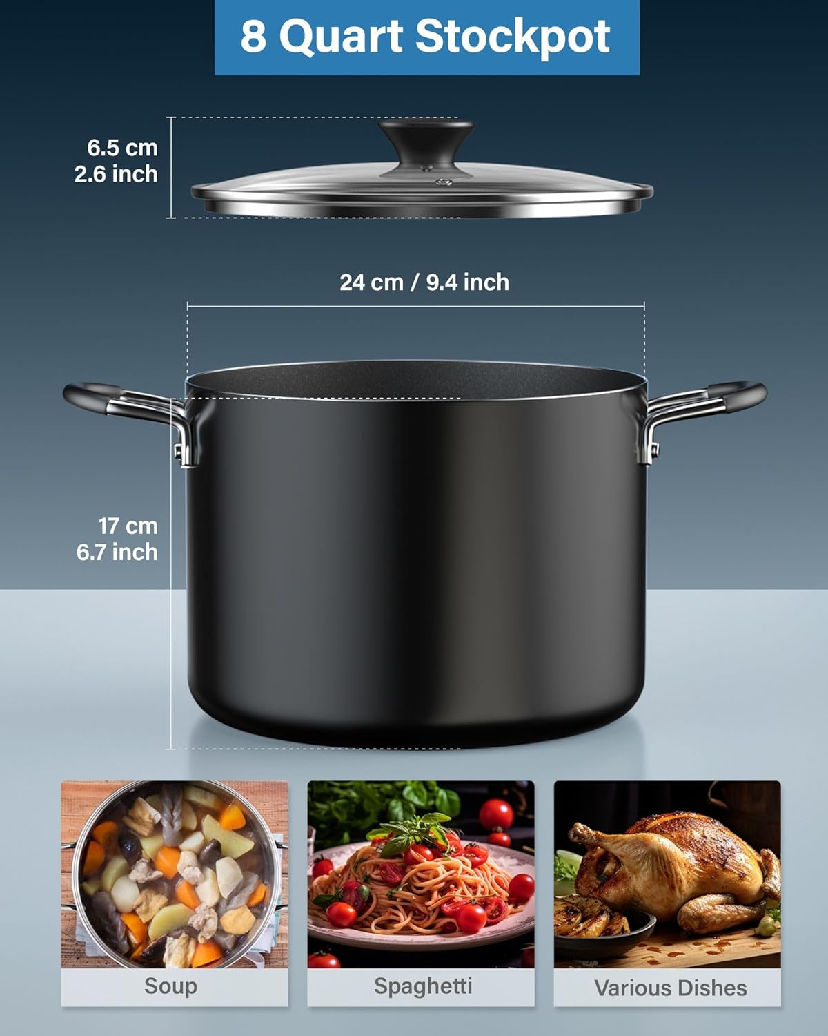 Cook N Home 8 Quart Stainless Steel Stockpot with Lid