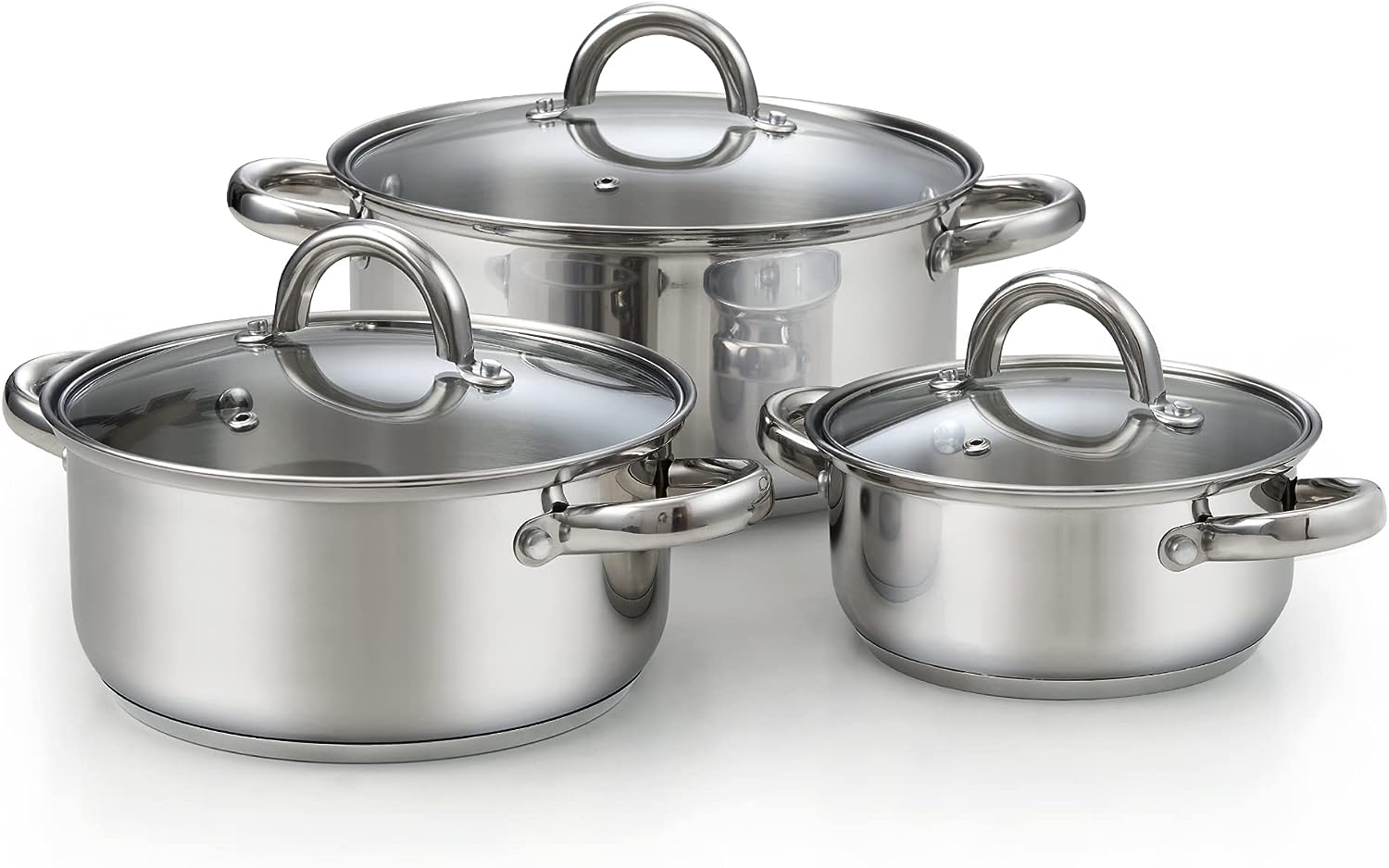 Basics Stainless Steel 11-Piece Cookware Set, Pots and Pans, Silver