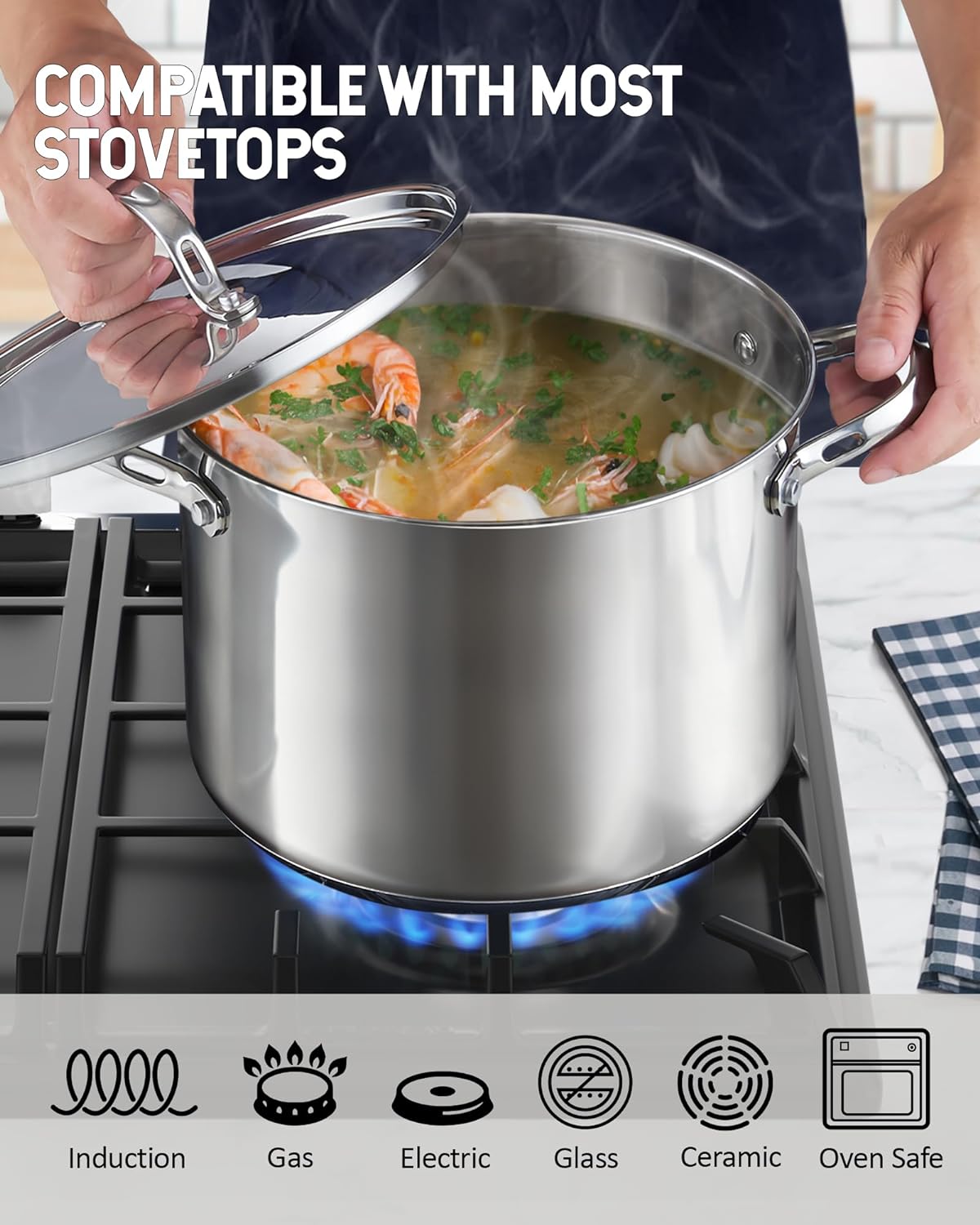 Cooks Standard 8 Quart Classic Stainless Steel Stockpot with Lid