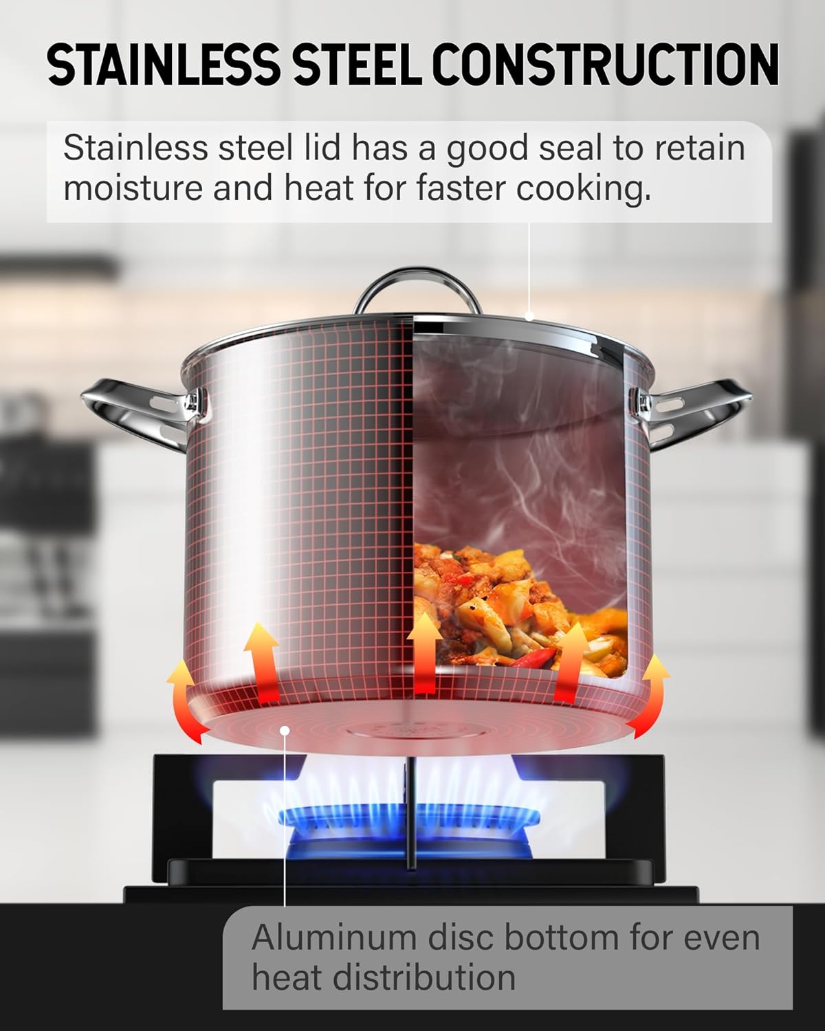 Cooks Standard 02615 Professional Grade Lid 11 Quart Stainless Steel Stockpot Silver