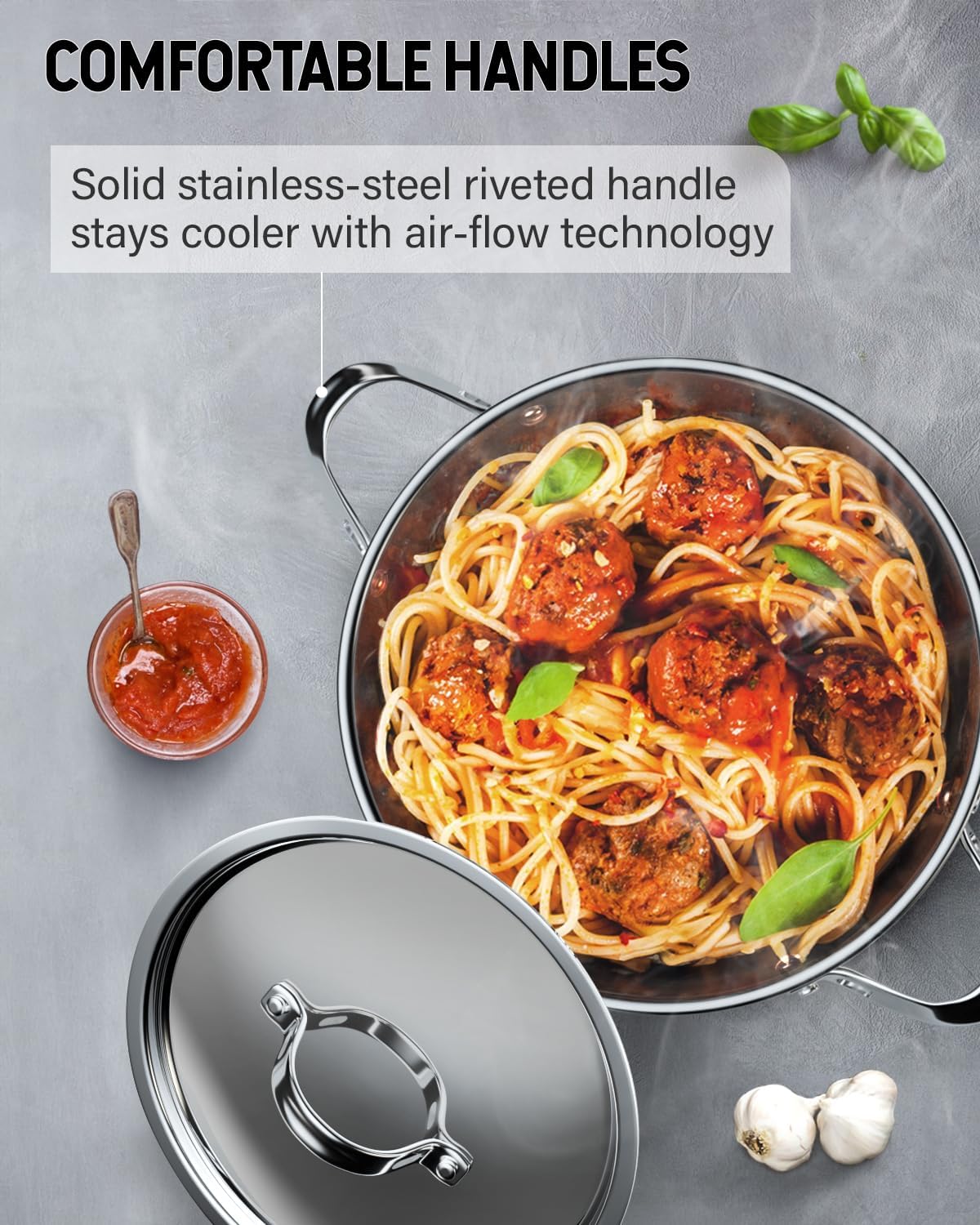 Cooks Standard Classic Stainless Steel Deep Saute Pan with Lid 5-Qt 11