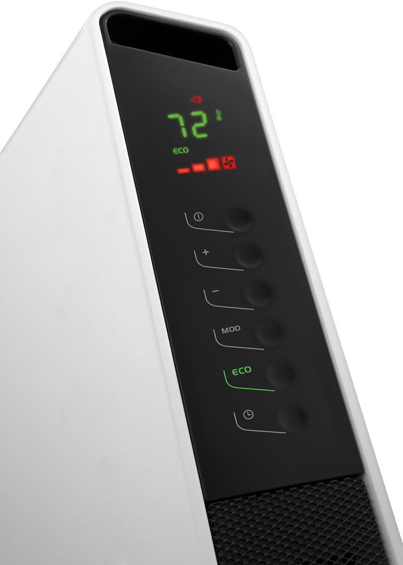 De'Longhi Convection Panel Heater, Full Room Quiet 1500W, portable electric heater is Freestanding easily Wall Mounted, Energy Saving, quick heat distribution, Thermostat, Timer, HCX9115E White12