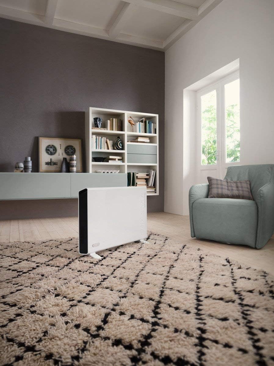 De'Longhi Convection Panel Heater, Full Room Quiet 1500W, portable electric heater is Freestanding easily Wall Mounted, Energy Saving, quick heat distribution, Thermostat, Timer, HCX9115E White2