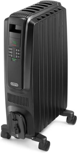 DeLonghi Dragon Digital Oil filled Radiator Heater,Electric Space Heater for indoor use, quiet portable room heater, programmable timer, Energy Saving, full room, safety features, TRD40615E Black