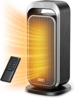 Dreo Space Heater Indoor, Portable Heater with 70°Oscillation, 1500W Electric Heaters with Thermostat, Fast Safety, Remote, 12H Timer, Updated PTC Ceramic Heater for Office Room, Solaris 317