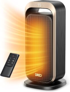 Dreo Space Heaters for Indoor Use, Portable Heater with 70°Oscillation, 1500W Electric Heater with Thermostat, Fast Safety, Remote, 12H Timer, Updated PTC Ceramic Heater for Office Home, Solaris 317