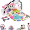 Fisher-Price Baby Gift Set Glow and Grow Kick & Play Piano Gym Baby Playmat & Musical Toy with Smart Stages Learning Content, Plus 2 Maracas for Ages 0+ Months, Pink