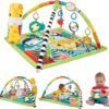 Fisher-Price Baby Newborn To Toddler Playmat 3-In-1 Rainforest Sensory Gym with Tummy Wedge,5 Baby Toys and Music & Lights Sloth