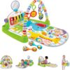 Fisher-Price Baby Playmat Deluxe Kick & Play Piano Gym & Maracas with Smart Stages Learning Content,5 Linkable Toys & 2 Soft Rattles