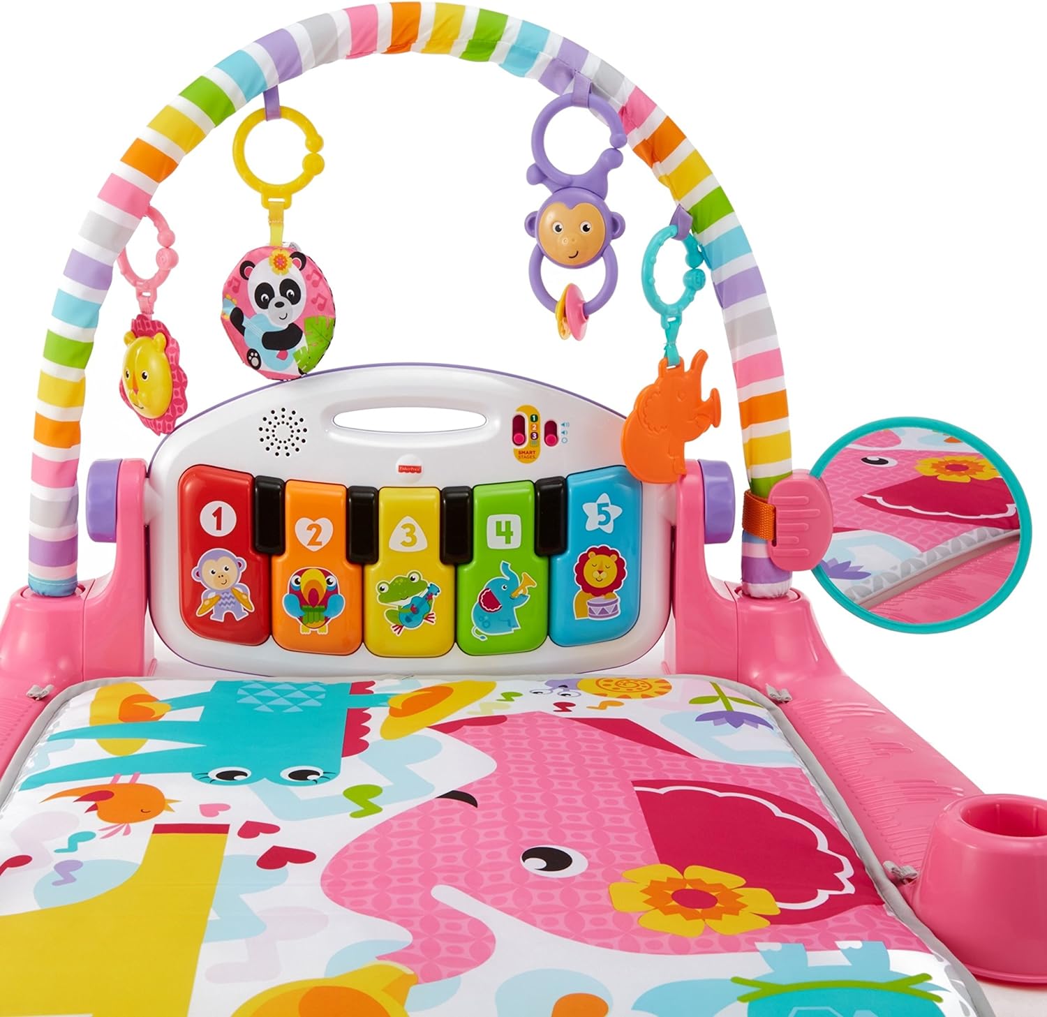 Fisher-Price Baby Playmat Deluxe Kick & Play Piano Gym With Musical -Toy  Lights & Smart Stages Learning Content For Newborn To Toddler, Pink