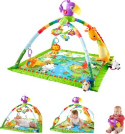 Fisher-Price Baby Playmat Rainforest Music & Lights Deluxe Gym with 10+ Toys & Activites for Newborn Tummy Time Play