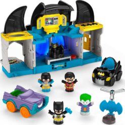 Fisher-Price Little People DC Super Friends Batman Toy Deluxe Batcave Playset with Lights Sounds & 4 Figures for Toddlers Ages 18+ Month