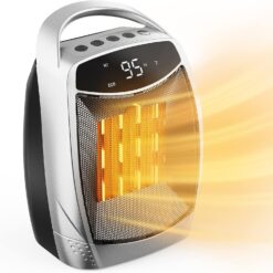 GiveBest Space Heaters for Indoor Use, Portable Heater with Thermostat, Timer, Eco Mode and Fan Mode, 1500W PTC Ceramic Fast Safety Heat for Bedroom Home