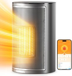 GoveeLife Space Heater for Indoor Use, 1500W Fast Electric Heater with Smart Thermostat, Wi-Fi App & Voice Remote Control, Small Heater Safety for Bedroom Home Indoors Office Desk Portable, Grey