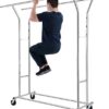 HOKEEPER Clothes Rack Heavy Duty Load 400Lbs, Rolling Clothing Racks for Hanging Clothes, Commercial Garment Rack, Collapsible ＆ Portable Clothes Rack with Wheels and Adjustable Shelves