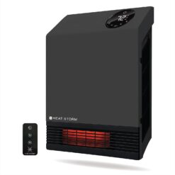 Heat Storm Wall Gray HS-1000-WX Deluxe Indoor Infrared Space Saving-1000 Watts-Remote Control-Home & Office Heater-Safe to Touch Grill, 13x4x17